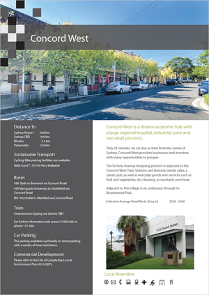 Concord West Place Fact Sheet