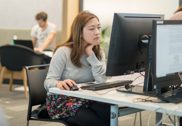 Woman at a computer