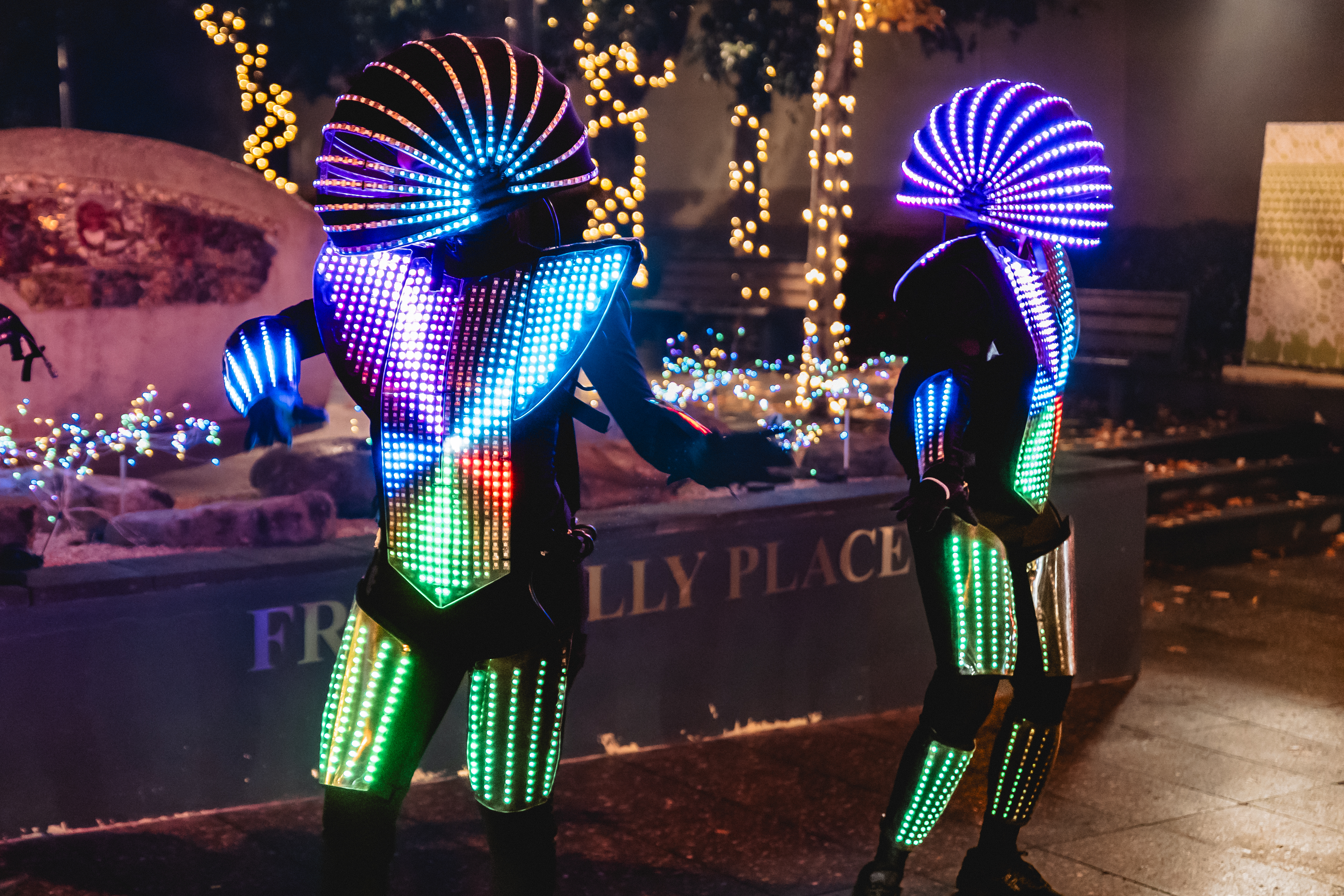 Neon Nightfall dancing robots