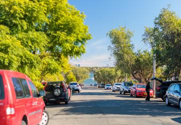 Cars on suburban street