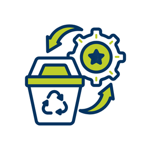 Icon of Sustainable bin and gear