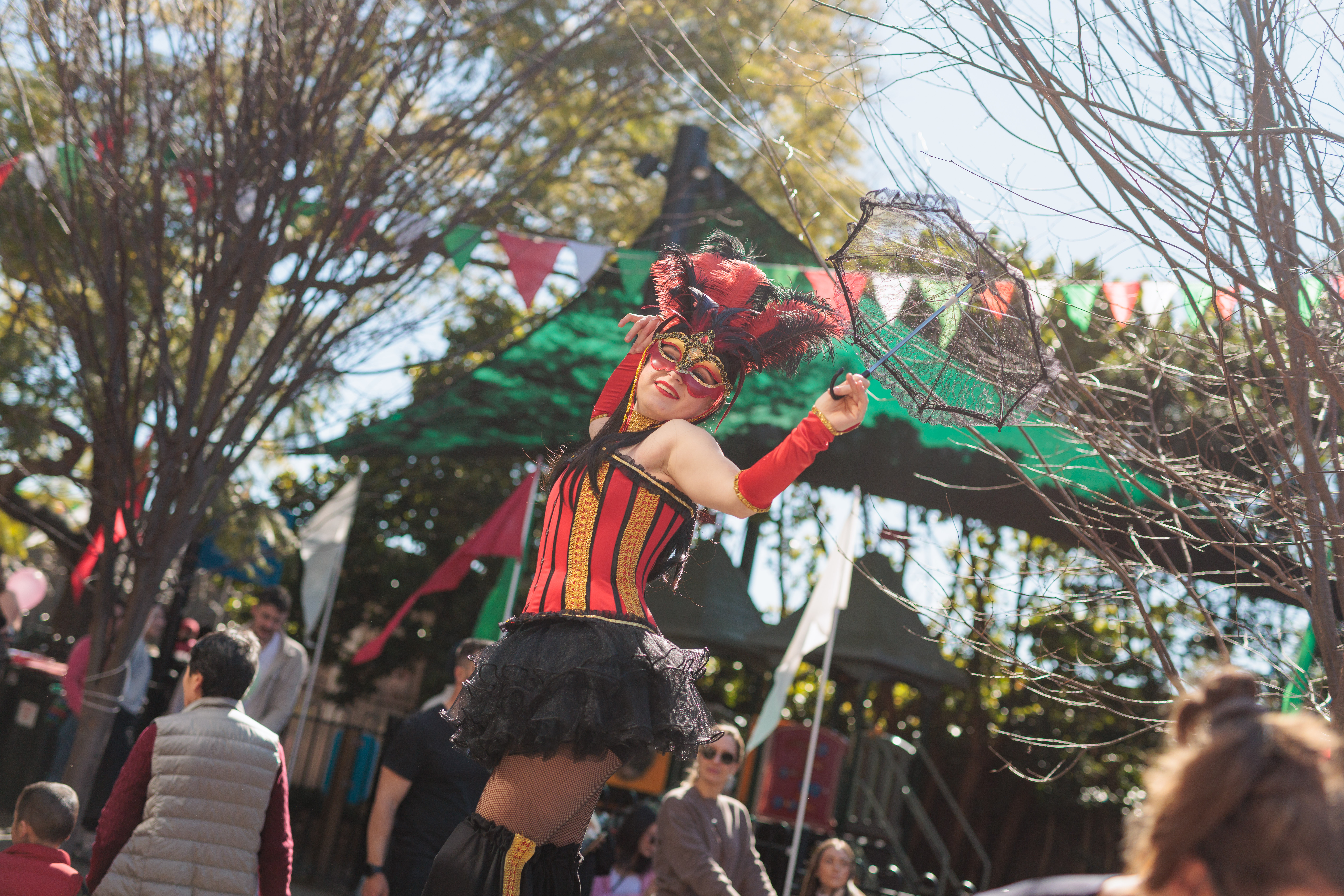 Woman with long legs smiling