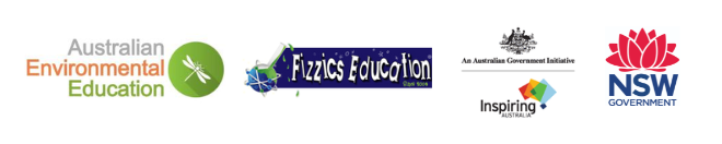 Australian Environment Education, Fizzics Education, Inspiring Australia and NSW Government logos