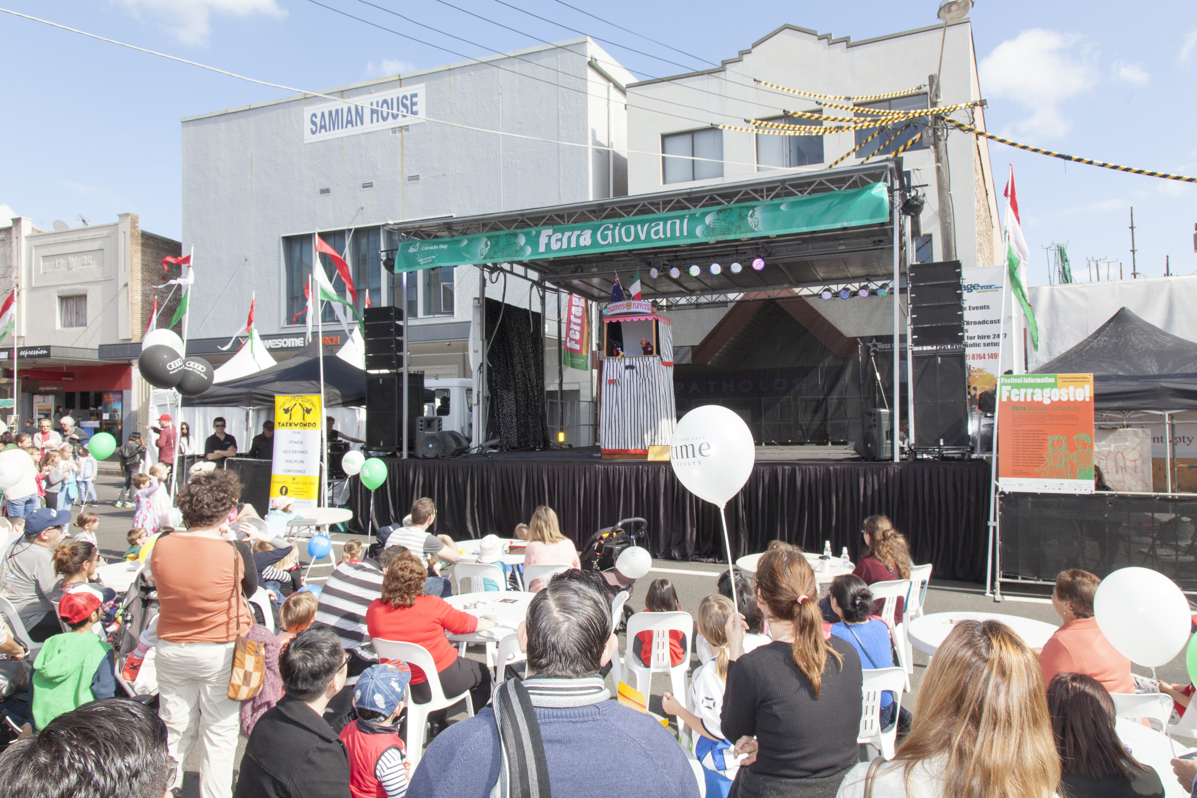 crowd in front of stage
