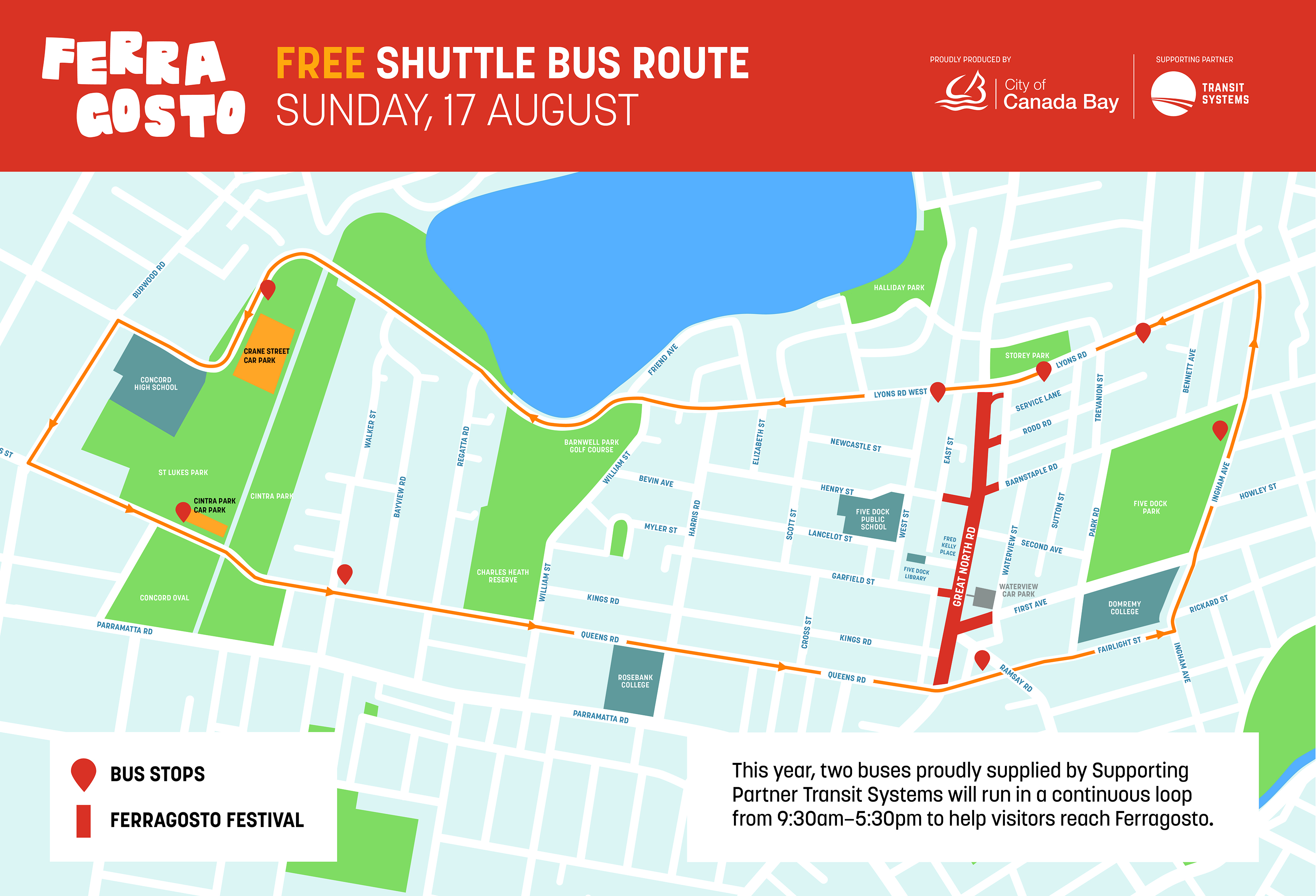 Ferragosto 2025 Shuttle Bus Route Map