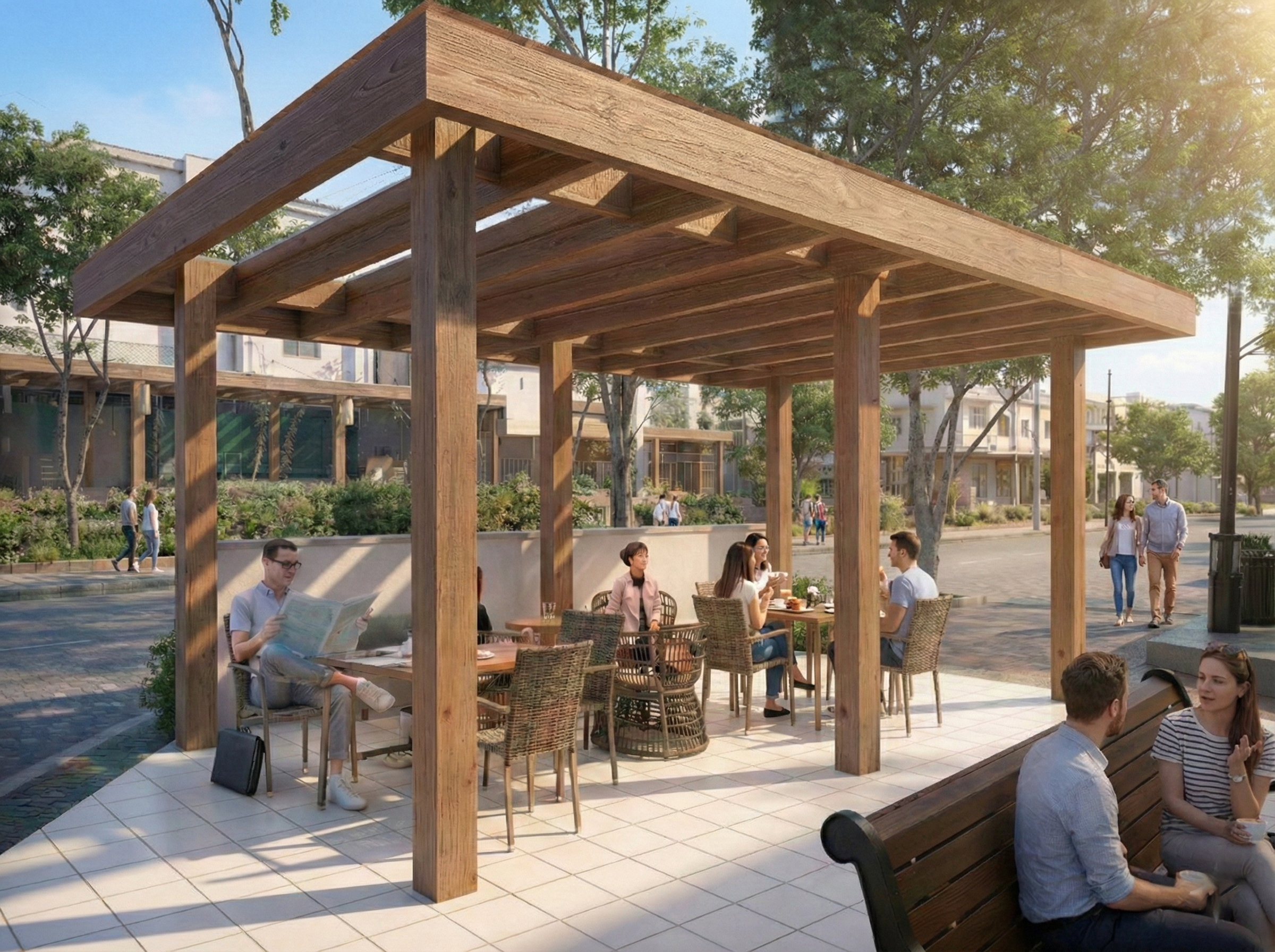 Artist's impression of dining shade shelter.