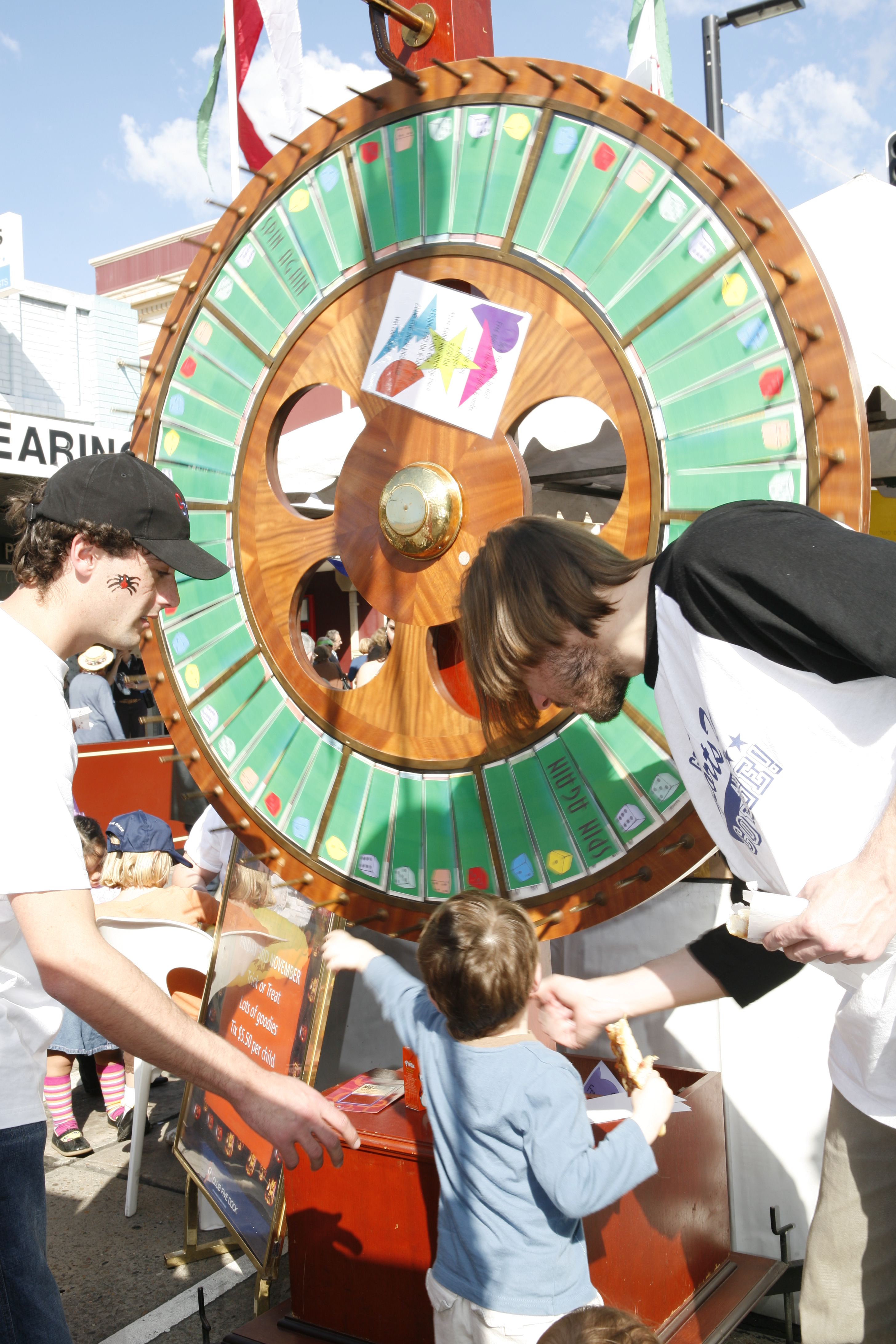 family playing spin the wheel
