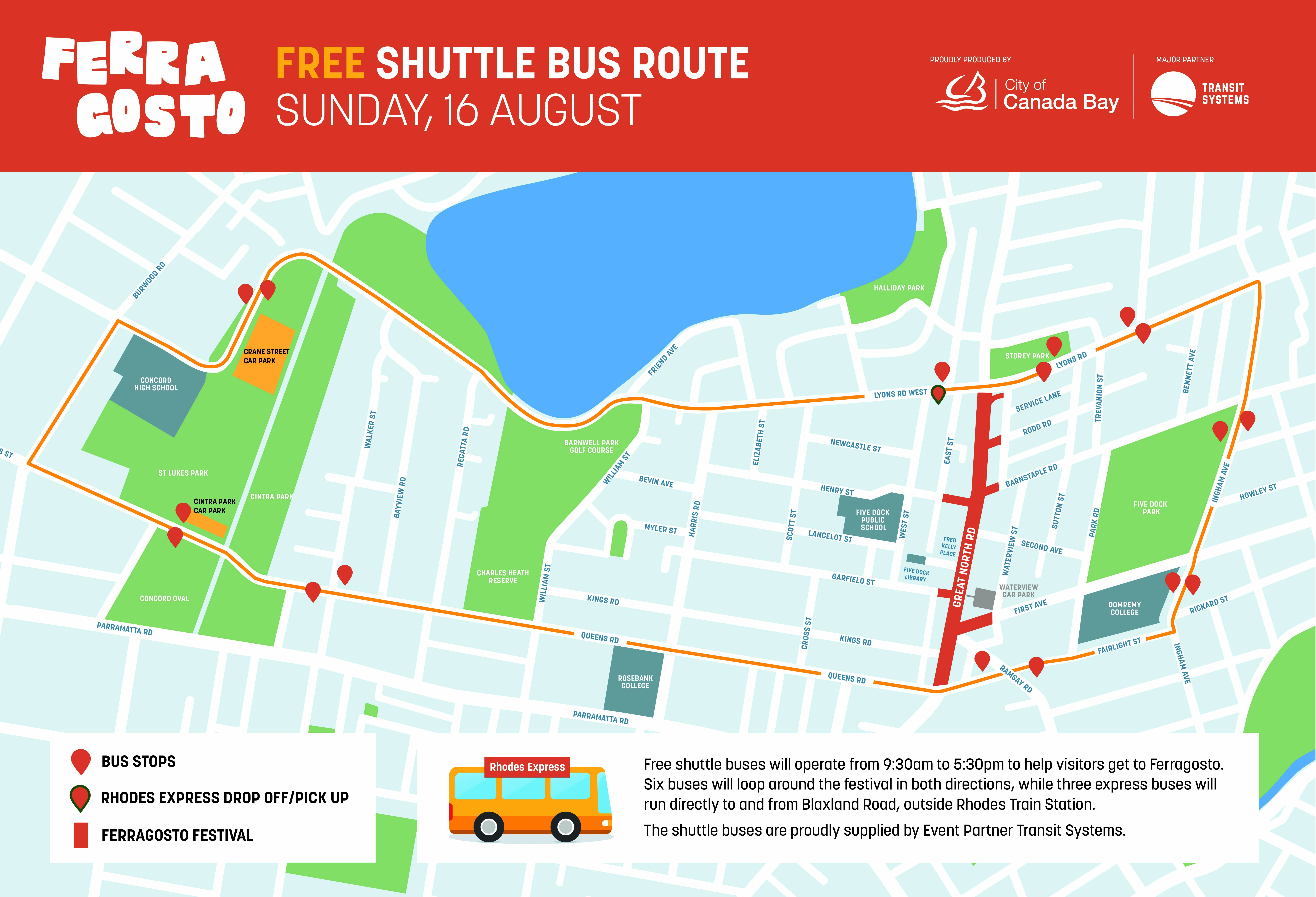 Ferragosto 2026 Shuttle bus map