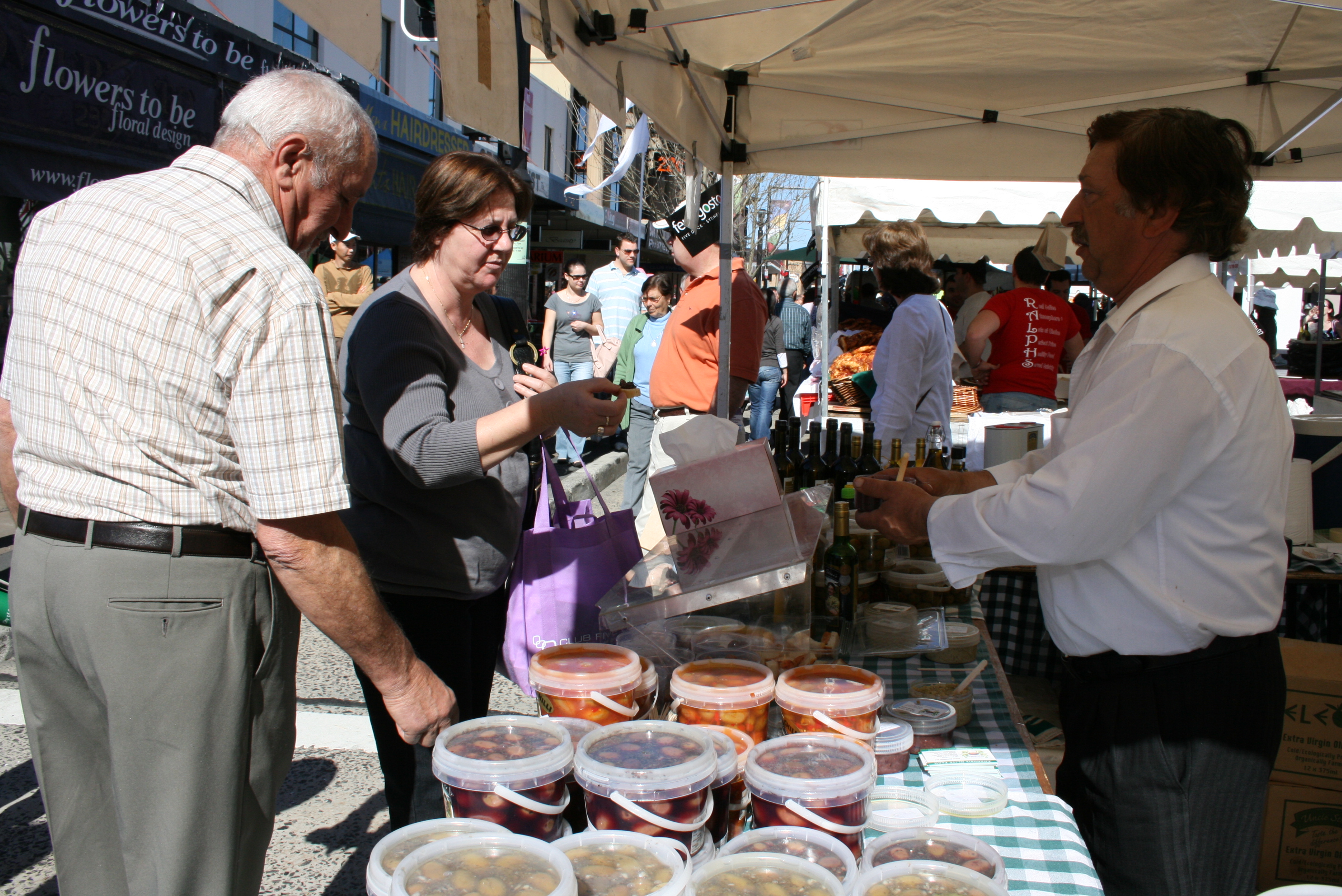 people at a stall