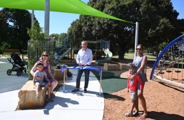 City of Canada Bay Mayor Angelo Tsirekas with residents at the Five Dock Park Playground opening
