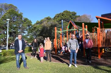 Mayor Angelo Tsirekas and residents at Sibbick Street Reserve