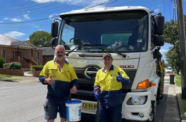 Image of two men with concrete truck
