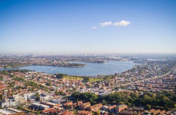 Aerial shot of the City of Canada Bay