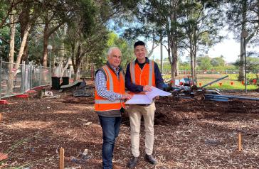 Mayor Michael Megna with Project Manager, Han.