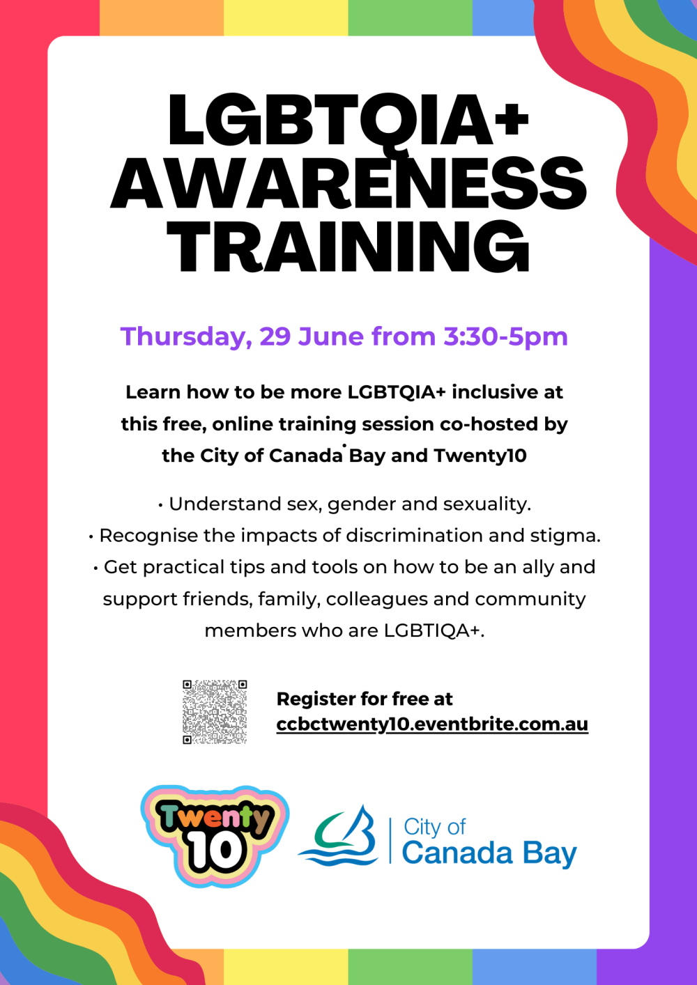 LGBTQIA+ Awareness Training facilitated by Twenty10 